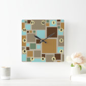 Mitte- des Jahrhundertsmodernes Quadrat-Muster Quadratische Wanduhr (Zuhause)