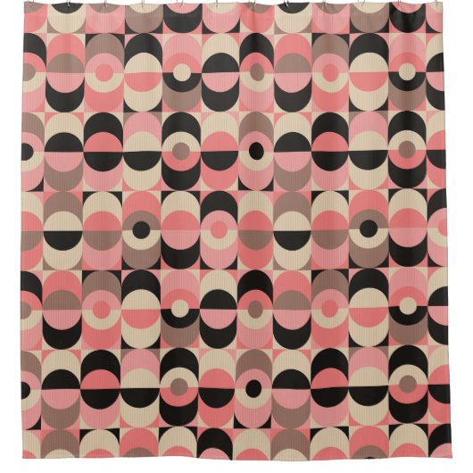 Mitte- des Jahrhundertsmodernes rosa Muster Duschvorhang (Vorderseite)