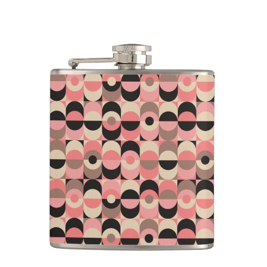 Mitte- des Jahrhundertsmodernes rosa Muster Flachmann (Vorderseite)