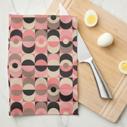 Mitte- des Jahrhundertsmodernes rosa Muster Geschirrtuch (Viertel Falte)