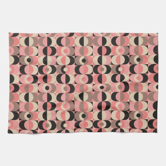 Mitte- des Jahrhundertsmodernes rosa Muster Geschirrtuch (Horizontal)