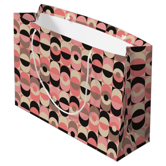 Mitte- des Jahrhundertsmodernes rosa Muster Große Geschenktüte (Rückseite Schrägansicht)