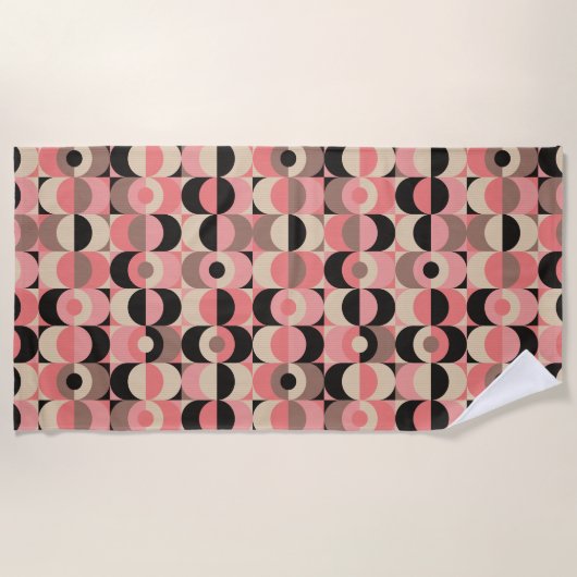 Mitte- des Jahrhundertsmodernes rosa Muster Strandtuch (Vorderseite)