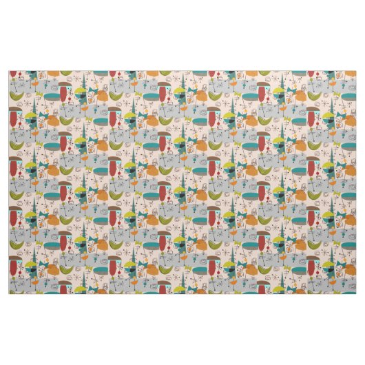 Mitte- des Jahrhundertsmodernes Stoff (Fat Quarter (45,7 x 55,9 cm))