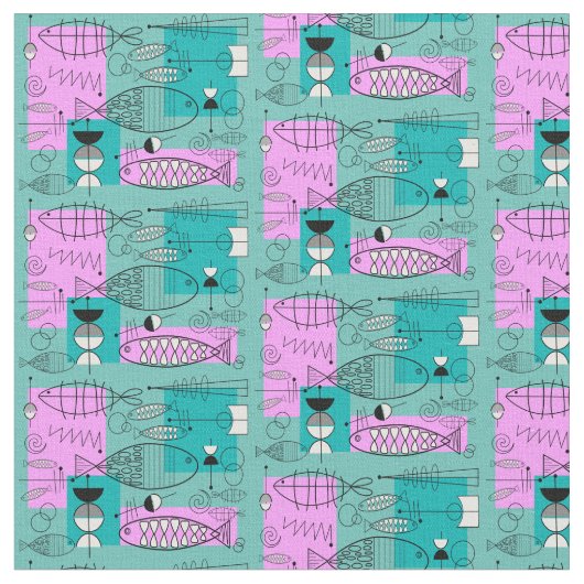 Mitte- des Jahrhundertsmodernes wunderliches Stoff (Nahaufnahme)