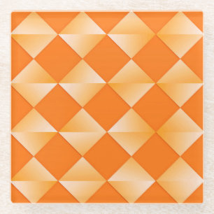 Mitte- des Jahrhundertssatin-Diamanten - Mandarine Glasuntersetzer