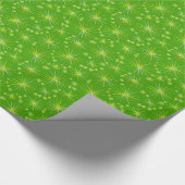 Mitte des Jahrhundertssputnik-Muster, Olivgrün Geschenkpapier (Ecke)