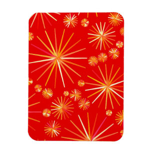 Mitte des Jahrhundertssputnik-Muster, tiefrot Magnet