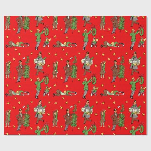 Mitte- des JahrhundertsweihnachtsPackpapier Geschenkpapier (Flach)