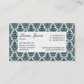 Mitte-Etikett - Dunkelgrüner Damast Visitenkarte (Rückseite)