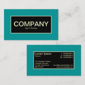 Mitte Etikett II - Schwarz mit Aquamarin und Creme Visitenkarte (Vorne/Hinten)