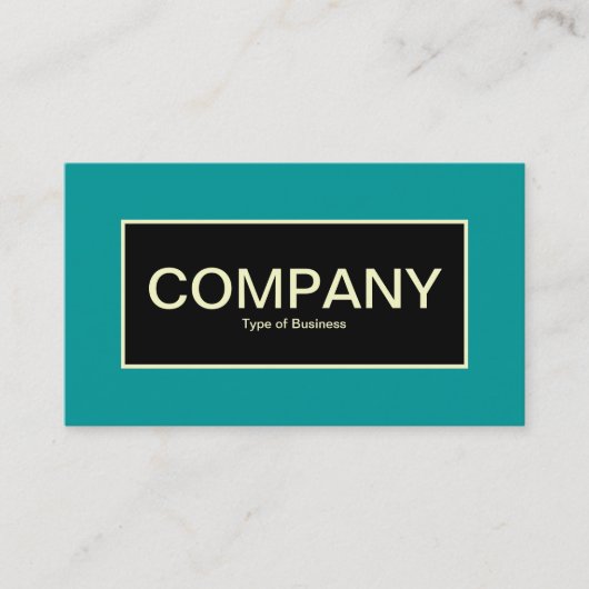 Mitte Etikett II - Schwarz mit Aquamarin und Creme Visitenkarte (Vorderseite)