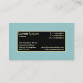 Mitte-Etikett II - Schwarz mit Ozeangrün und Creme Visitenkarte (Rückseite)