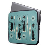 Mitte Jahrhundert bedeutet Retro Atomkatzen auf bl Laptopschutzhülle (Vorderseite Links)