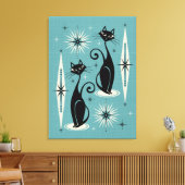 Mitte Jahrhundert bedeutet Retro Atomkatzen auf bl Leinwanddruck (Insitu (Wohnzimmer))