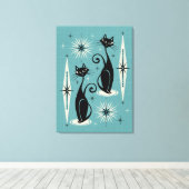 Mitte Jahrhundert bedeutet Retro Atomkatzen auf bl Leinwanddruck (Insitu (Holzboden))