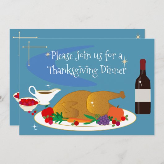 Mitte Jahrhundert Dank Retro Happy Thanksgiving H Einladung (Vorne/Hinten)