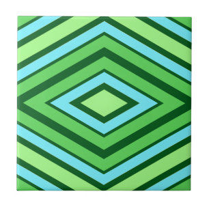 Mitte Jahrhundert Diamond Muster Jade Green und Aq Fliese