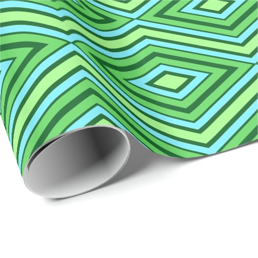 Mitte Jahrhundert Diamond Muster Jade Green und Aq Geschenkpapier (Rolleneckpunkt)