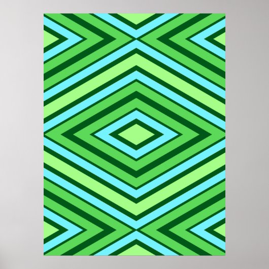 Mitte Jahrhundert Diamond Muster Jade Green und Aq Poster (Vorne)