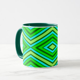 Mitte Jahrhundert Diamond Muster Jade Green und Aq Tasse