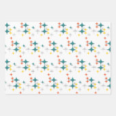 Mitte Jahrhundert Diamonds Sternexplosionen Türkis Geschenkpapier Set (Vorderseite)