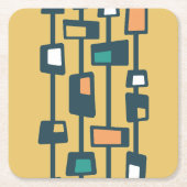 Mitte Jahrhundert Funky Blocks gelb Rechteckiger Pappuntersetzer (Vorderseite)