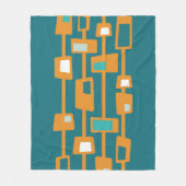 Mitte Jahrhundert Funky Blocks Orange Fleecedecke (Vorderseite)