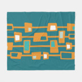 Mitte Jahrhundert Funky Blocks Orange Fleecedecke (Vorderseite (Horizontal))