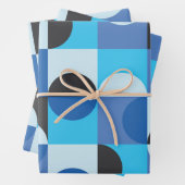 Mitte Jahrhundert Halbkreise Blue Turqouise Black Geschenkpapier Set (Beispiel)