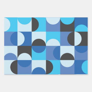 Mitte Jahrhundert Halbkreise Blue Turqouise Black Geschenkpapier Set