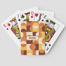 Mitte Jahrhundert Halbkreise gelber orangefarbener Spielkarten