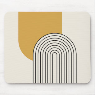 Mitte Jahrhundert Linienkunst mit Senf-Farbbogen Mousepad