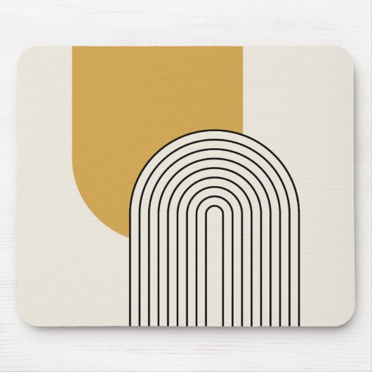 Mitte Jahrhundert Linienkunst mit Senf-Farbbogen Mousepad (Vorne)
