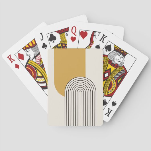 Mitte Jahrhundert Linienkunst mit Senf-Farbbogen Spielkarten (Rückseite)