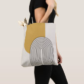 Mitte Jahrhundert Linienkunst mit Senf-Farbbogen Tasche (Von Nahem)