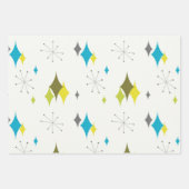 Mitte Jahrhundert Moderne Diamanten, Fisch, Avocad Geschenkpapier Set (Vorderseite)