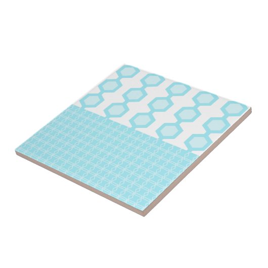 Mitte Jahrhundert Moderne Hexagons Pastel Baby Blu Fliese (Seite)