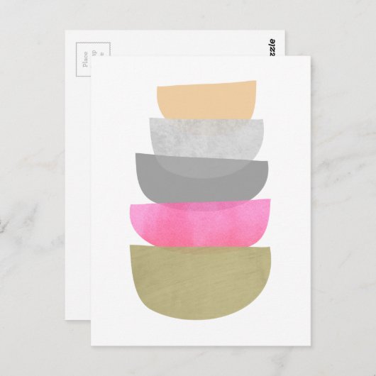 Mitte Jahrhundert Moderne Kunstschalen Pastelle Ge Postkarte (Vorne/Hinten)