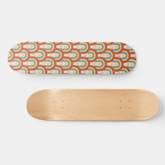 Mitte Jahrhundert Moderner Regenbogen Daisy Retro  Skateboard (Horizontal)
