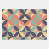 Mitte Jahrhundert Modernes Abstraktes Muster Blau  Geschenkpapier Set (Vorderseite 3)