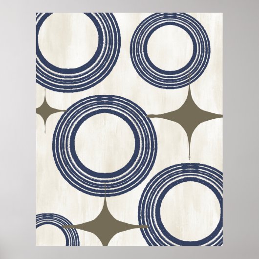 Mitte Jahrhundert Modernes Abstraktes Poster Blue (Vorne)