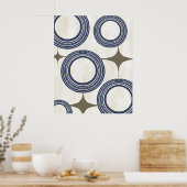 Mitte Jahrhundert Modernes Abstraktes Poster Blue (Küche)