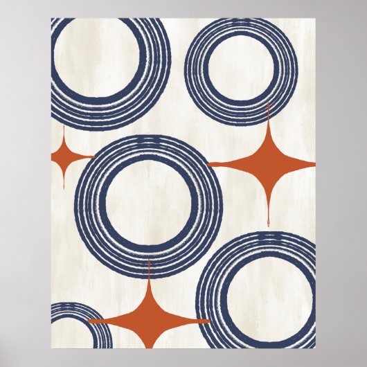 Mitte Jahrhundert Modernes Abstraktes Poster Blue (Vorne)
