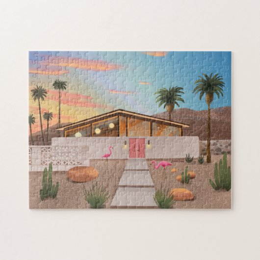 Mitte Jahrhundert Modernes Flamingo House Jigsaw P Puzzle (Horizontal)