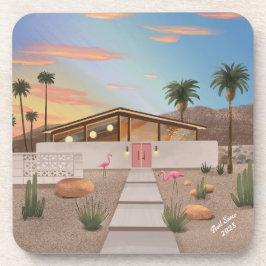 Mitte Jahrhundert Modernes Flamingo House Set der  Getränkeuntersetzer