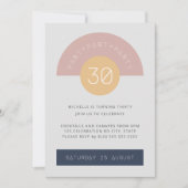 Mitte Jahrhundert Modernes Gray Blue Geo 30. Gebur Einladung (Vorderseite)