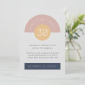 Mitte Jahrhundert Modernes Gray Blue Geo 30. Gebur Einladung (Stehend Vorderseite)