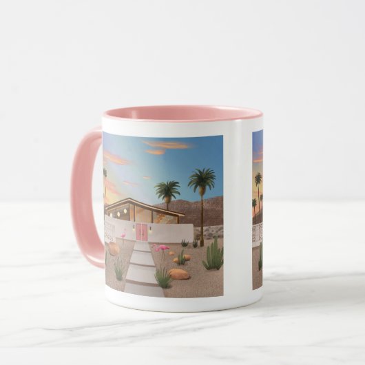 Mitte Jahrhundert Modernes Palm Springs Flamingo H Tasse (Vorderseite Links)