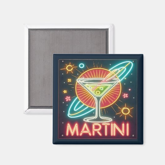 Mitte Jahrhundert Neon Martini Signi Magnet (Vorderseite/Rückseite)